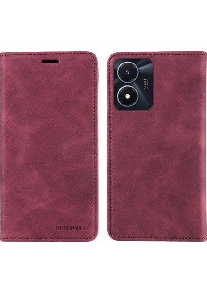 Vivo Y02S 4g / Y16 4g / Y35 5g / Y56 5g Telefon Kapağı Rfıd Engelleme Cüzdan Deri Deri Stand Cüzdan Kılıfı (Yurt Dışından)