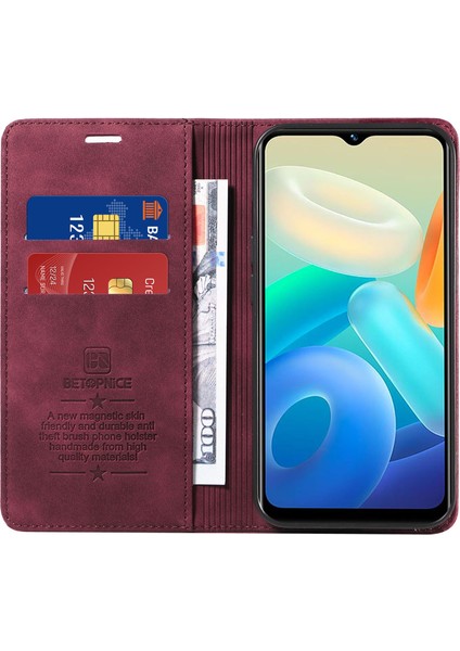 Vivo Y02S 4g / Y16 4g / Y35 5g / Y56 5g Telefon Kapağı Rfıd Engelleme Cüzdan Deri Deri Stand Cüzdan Kılıfı (Yurt Dışından) fiyatları