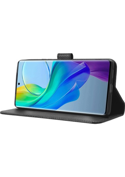 Vivo Y78+ 5g / Y78 5g / V29 Pu Deri Telefon Kapağı 5g Şok Geçirmez Elmas Doku Kılıf Stand Cüzdan Flip Shell (Yurt Dışından)
