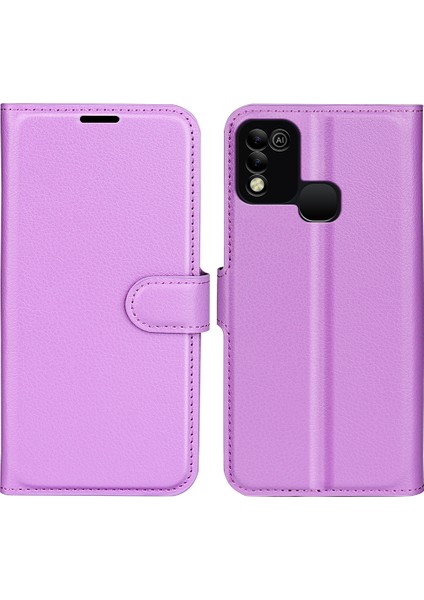 Infinix Hot 11 Play Litchi Texture Pu Deri Cüzdan Anti-Drop Shell Flip Stand Telefon Kılıfı (Yurt Dışından)