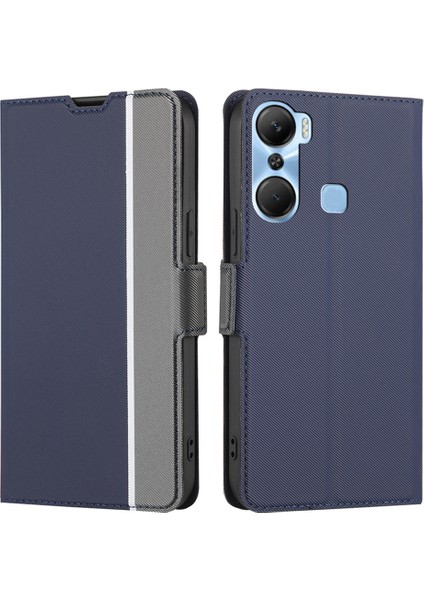 Infinix Hot 12 Pro 4g Slim Tpu+Pu Deri Kılıf Kart Tutucu Stand Twill Doku Telefon Kapağı (Yurt Dışından)