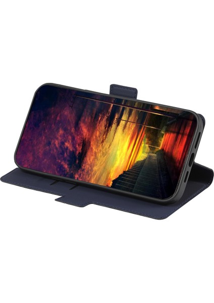 Infinix Hot 12 Pro 4g Slim Tpu+Pu Deri Kılıf Kart Tutucu Stand Twill Doku Telefon Kapağı (Yurt Dışından)