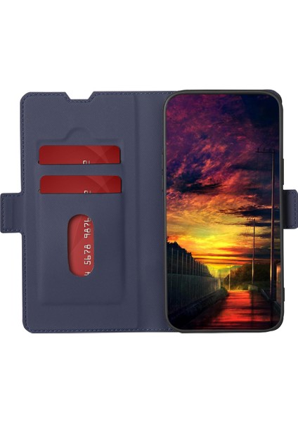 Infinix Hot 12 Pro 4g Slim Tpu+Pu Deri Kılıf Kart Tutucu Stand Twill Doku Telefon Kapağı (Yurt Dışından)