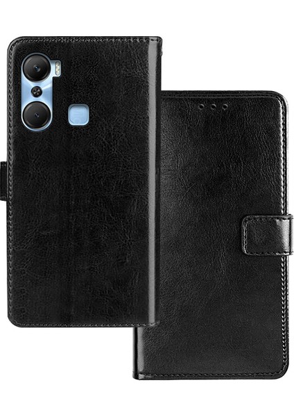 Infinix Hot 12 Pro 4g Çılgın At Dokusu Tamamen Sarılı Pu Deri Telefon Kılıfı Folyo Flip Stand Cüzdan Kapağı (Yurt Dışından)