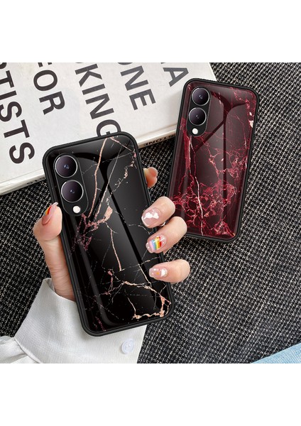 Vivo Y17S 4g Kapak Mermer Desen Temperli Cam+Pc+Tpu Çizik Anti Telefon Kasası (Yurt Dışından) indirimleri