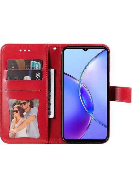 Vivo Y17S 4g Kasa Çiçek Baskılı Pu Deri Cüzdan Kapağı (Yurt Dışından)