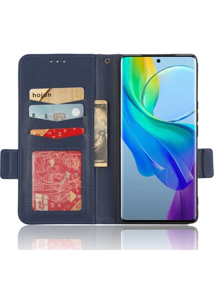 Vivo Y78+ 5g / Y78 5g / V29 Lite 5g Litchi Doku Manyetik Toka Telefon Kılıfı Pu Deri Cüzdan Stand Kapağı (Yurt Dışından)