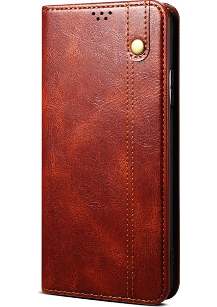 Mumsu Çılgın At Doku Cüzdan Stand Pu Deri Telefon Kılıfı Için Vivo Y21 (Yurt Dışından) modelleri