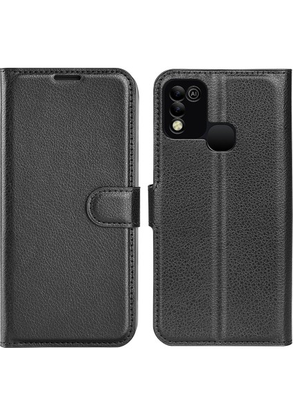 Infinix Hot 11 Play Litchi Texture Pu Deri Cüzdan Anti-Drop Shell Flip Stand Telefon Kılıfı (Yurt Dışından)