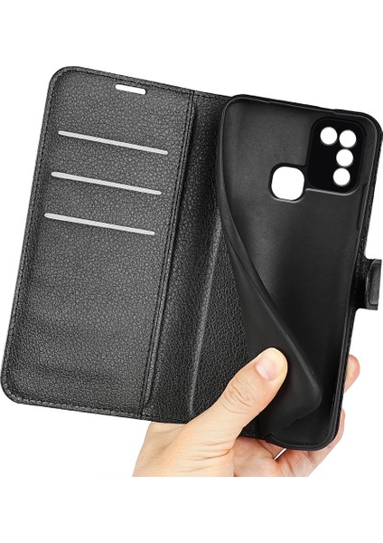 Infinix Hot 11 Play Litchi Texture Pu Deri Cüzdan Anti-Drop Shell Flip Stand Telefon Kılıfı (Yurt Dışından)