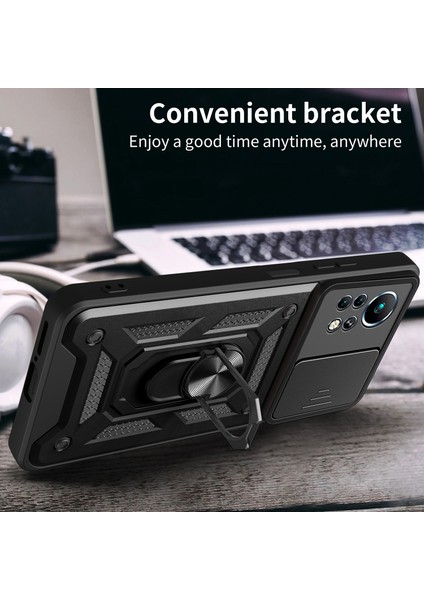 Infinix Note 11 Sürgülü Kamera Kapağı Tasarım Telefon Vaka Kickstand Shockproof Cep Telefon Kapağı (Yurt Dışından) fiyatları
