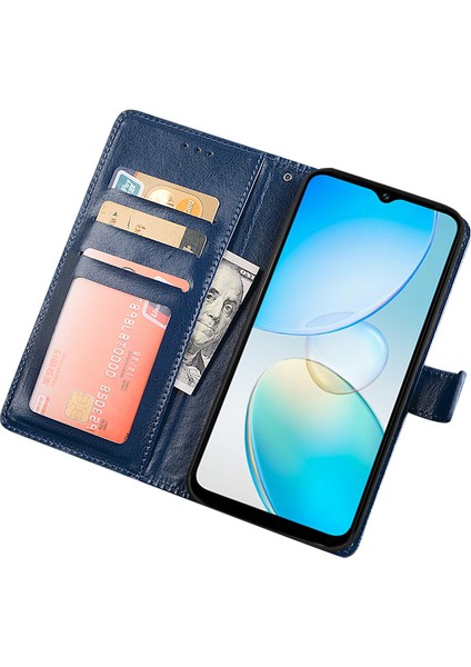 Infinix Hot 12 Pro 4g Çılgın At Dokusu Tamamen Sarılı Pu Deri Telefon Kılıfı Folyo Flip Stand Cüzdan Kapağı (Yurt Dışından)