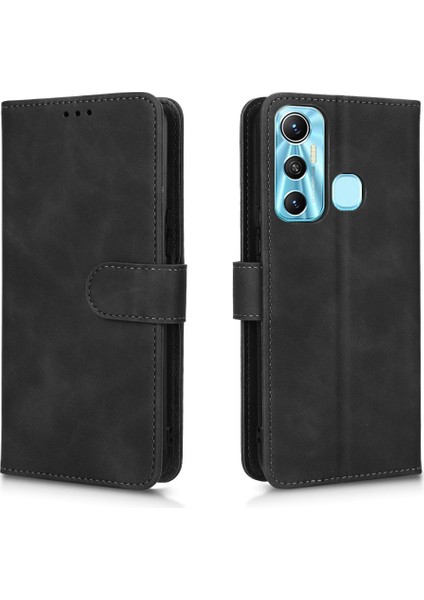 Infinix Hot 11, Cilt Dokunuşu Hissi Cüzdan Standı Folio Flip Pu Deri + Tpu Cep Telefonu Kapağı (Yurt Dışından)