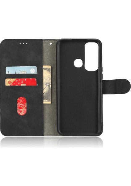 Infinix Hot 11, Cilt Dokunuşu Hissi Cüzdan Standı Folio Flip Pu Deri + Tpu Cep Telefonu Kapağı (Yurt Dışından)