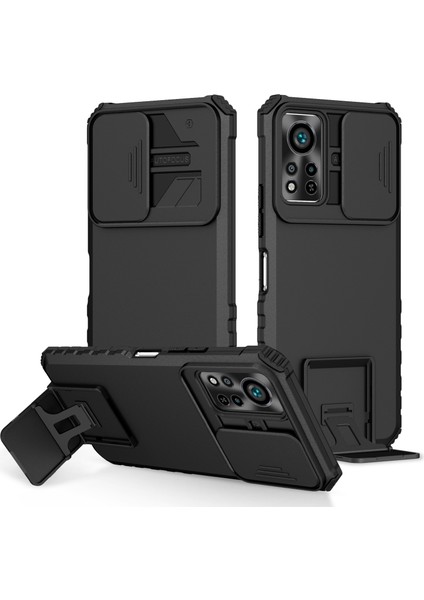 Infinix Hot 11S Nfc 4g Slayt Kamera Koruma Anti-Fall Cep Telefonu Kickstand Pc + Tpu Hibrid Kapak Telefon Kılıfı (Yurt Dışından)