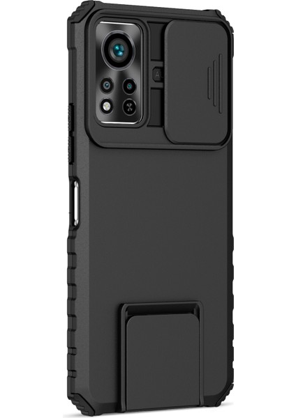 Infinix Hot 11S Nfc 4g Slayt Kamera Koruma Anti-Fall Cep Telefonu Kickstand Pc + Tpu Hibrid Kapak Telefon Kılıfı (Yurt Dışından)