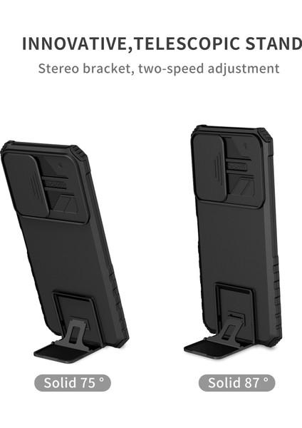 Infinix Hot 11S Nfc 4g Slayt Kamera Koruma Anti-Fall Cep Telefonu Kickstand Pc + Tpu Hibrid Kapak Telefon Kılıfı (Yurt Dışından)