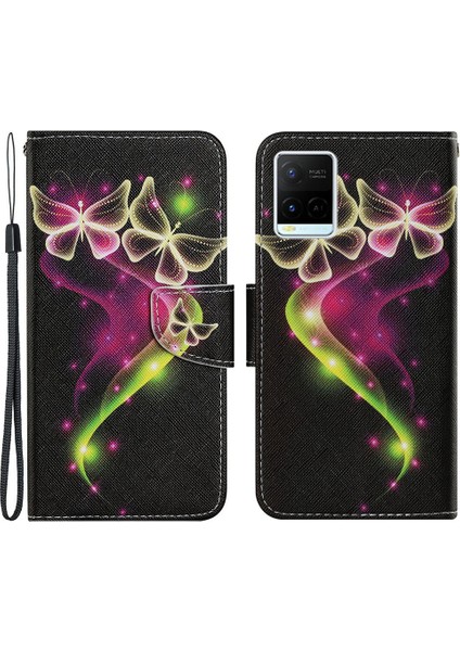 Vivo Y21/Y21S/Y33S Için Çapraz Doku Anti-Düşme Deri Cüzdan Kapak Kayışlı Kılıf Standı (Yurt Dışından)