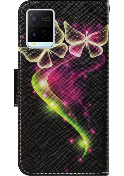 Vivo Y21/Y21S/Y33S Için Çapraz Doku Anti-Düşme Deri Cüzdan Kapak Kayışlı Kılıf Standı (Yurt Dışından)
