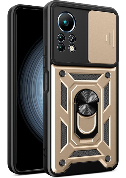 Infinix Note 11 Sürgülü Kamera Kapağı Tasarım Telefon Vaka Kickstand Shockproof Cep Telefon Kapağı (Yurt Dışından)