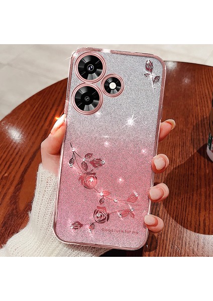 Infinix Hot 30I Rhinestone Çiçek Glitter Telefon Kılıfı Gradyanı Tpu Damla Koruma Kapağı (Yurt Dışından)