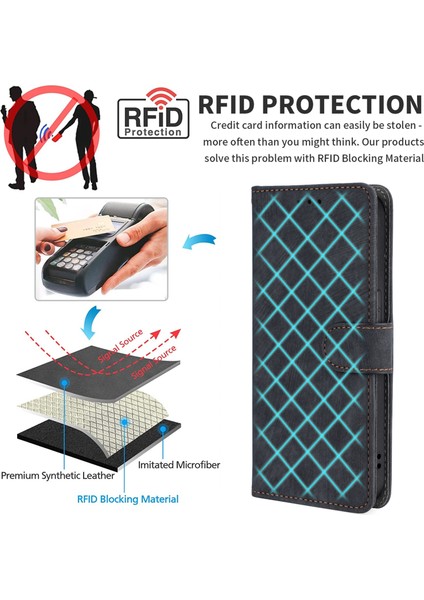 Infinix Hot 20S 4g X6827 Rfıd Engelleme Deri Deri Stand Telefon Kılıf Strap Anti-Drop Cüzdan Kapağı (Yurt Dışından)