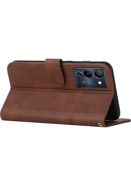 Infinix Note 12 G96 4g Dikiş Pu Deri Deri Cüzdan Folio Flip Telefon Kılıfı Katlanabilir Stand Şok Geçirmez Cüzdan Kapağı Kayışlı (Yurt Dışından)