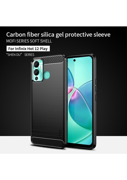 Infinix Hot 12 Play 4g / Hot 12 Play Nfc 4g Karbon Fiber Fırçalanmış Tpu Çizilmez Koruyucu Telefon Arka Kapak Telefon Kılıfı (Yurt Dışından)