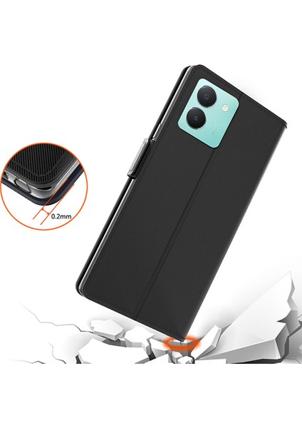 Vivo Y36 4g / 5g Ayna Tasarım Magnetic Flip Kılıf Kart Tutucu Toz Geçirmez Pu Deri + Tpu Telefon Stand Kapağı (Yurt Dışından)