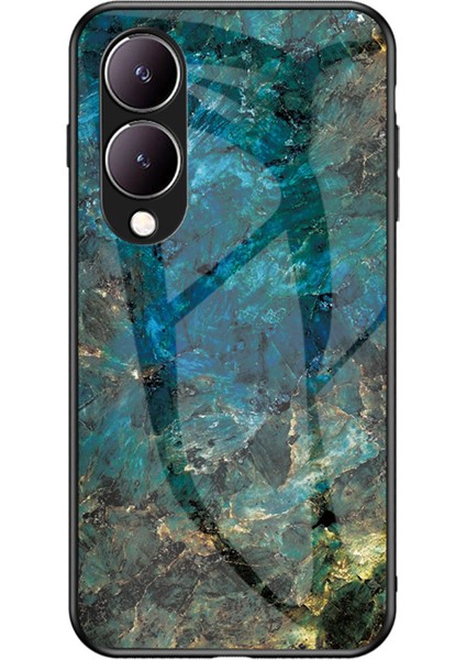 Vivo Y17S 4g Kapak Mermer Desen Temperli Cam+Pc+Tpu Çizik Anti Telefon Kasası (Yurt Dışından)