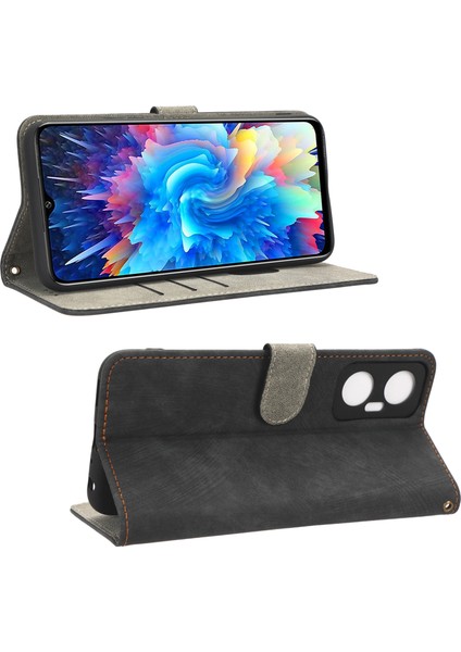 Infinix Hot 20 5g X666 / X666B Şok Geçirmez Deri Telefon Kasası Rfıd Engelleme Cüzdanı Stand Kapağı Kayış (Yurt Dışından)