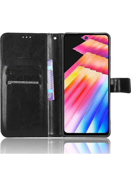 Infinix Hot 30I / Hot 30I Nfc X669 Cüzdan Telefon Kasası Pu Deri Çılgın At Dokusu Flip Stant Kapağı (Yurt Dışından)