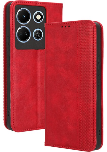 Infinix Note 30 4g / X6833B / X6716B Manyetik Kapanış Telefon Kabuğu Retro Pu Deri Kapak Stand Cüzdan Kabuğu (Yurt Dışından)