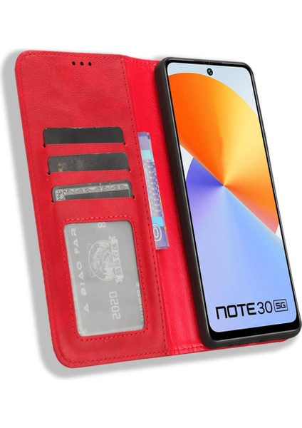 Infinix Note 30 4g / X6833B / X6716B Manyetik Kapanış Telefon Kabuğu Retro Pu Deri Kapak Stand Cüzdan Kabuğu (Yurt Dışından)