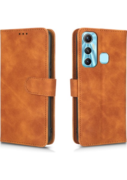 Infinix Hot 11, Cilt Dokunuşu Hissi Cüzdan Standı Folio Flip Pu Deri + Tpu Cep Telefonu Kapağı (Yurt Dışından)