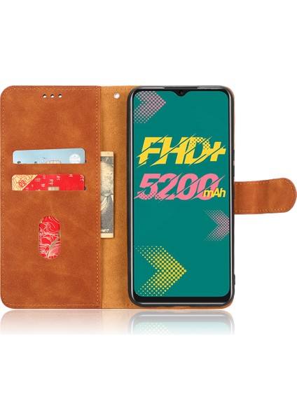 Infinix Hot 11, Cilt Dokunuşu Hissi Cüzdan Standı Folio Flip Pu Deri + Tpu Cep Telefonu Kapağı (Yurt Dışından)