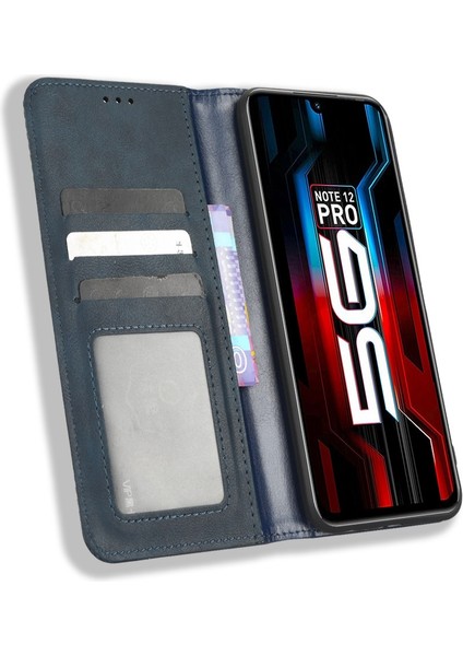 Infinix Note 12 5g X671 / Note 12 Pro 5g X671B Retro Doku Cüzdan Pu Deri Stand Manyetik Emilim Telefon Kapağı (Yurt Dışından)