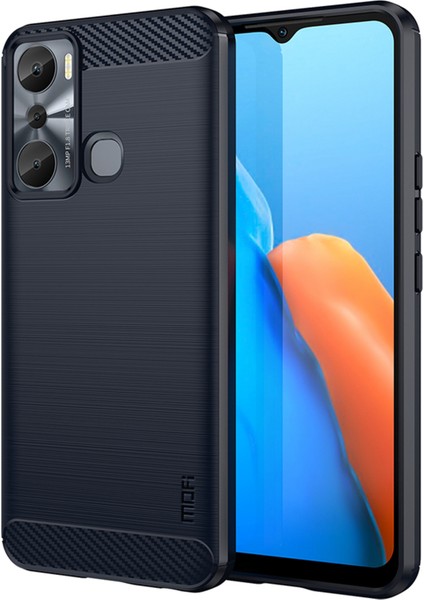 Infinix Hot 20I 4g / X665E Karbon Fiber Fırçalanmış Tpu Telefon Geri Kapağı Aşınma Dirençli Koruyucu Ince Telefon Kasası (Yurt Dışından)