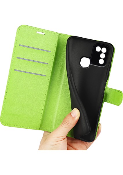 Infinix Hot 11 Play Litchi Texture Pu Deri Cüzdan Anti-Drop Shell Flip Stand Telefon Kılıfı (Yurt Dışından)