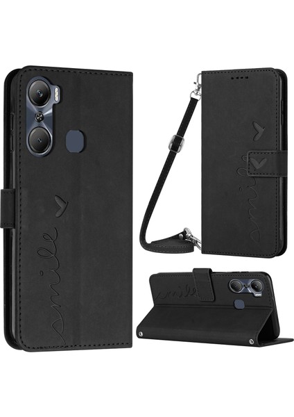 Infinix Hot 12 Pro 4g Cilt Touch Hissed Hissed Pu Deri Kılıf Cüzdan Stand Şok Geçirmez Telefon Kapağı Kayışlı (Yurt Dışından)