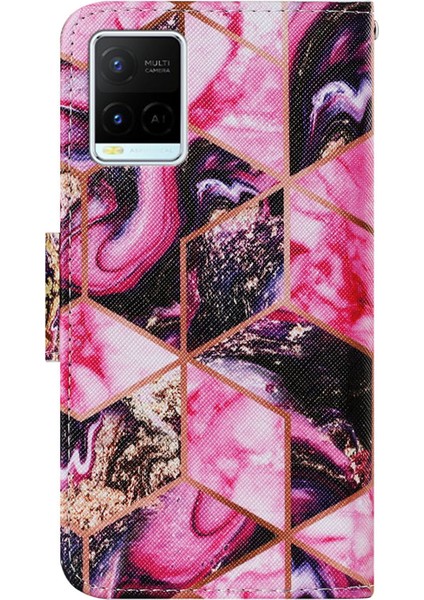 Vivo Y21/Y21S/Y33S Için Çapraz Doku Anti-Düşme Deri Cüzdan Kapak Kayışlı Kılıf Standı (Yurt Dışından)