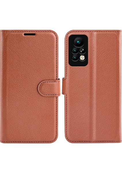Infinix Note 11 Pro, Litchi Doku Cüzdan Pu Deri Kabuk Stand Kapağı (Yurt Dışından)