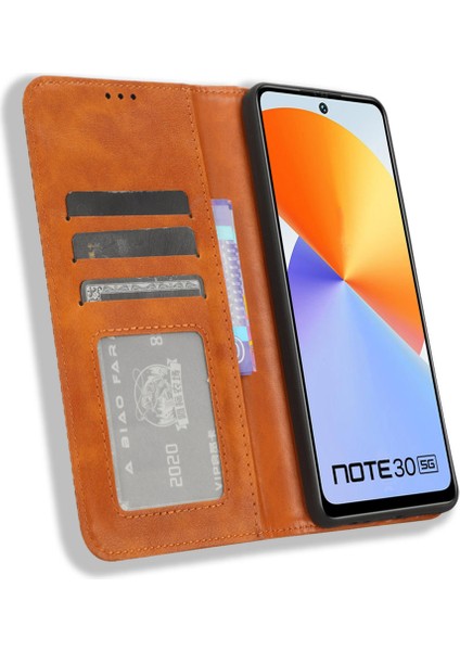 Infinix Note 30 5g X6711 Manyetik Kapanış Retro Deri Kapak Stand Cüzdan Telefon Kılıfı (Yurt Dışından)