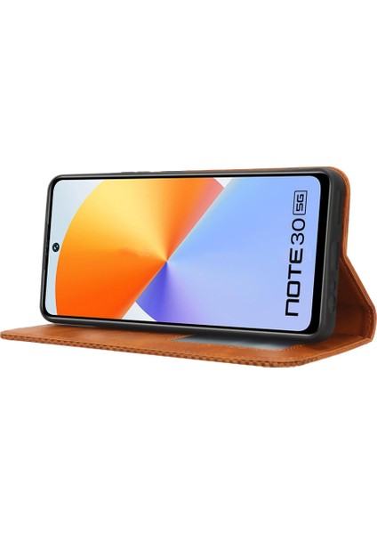 Infinix Note 30 5g X6711 Manyetik Kapanış Retro Deri Kapak Stand Cüzdan Telefon Kılıfı (Yurt Dışından)