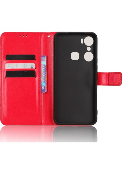 Infinix Hot 12 Pro 4g X668C Çılgın At Doku Cüzdan Kılıf Pu Deri Stand Işlevi Manyetik Kapatma Telefon Kapağı Kayış (Yurt Dışından)