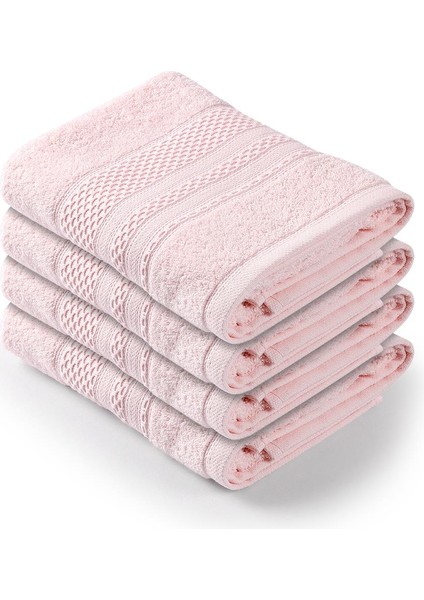 Softy - Pamuklu 4'lü El / Yüz Havlusu Seti 50 x 90 cm Pudra