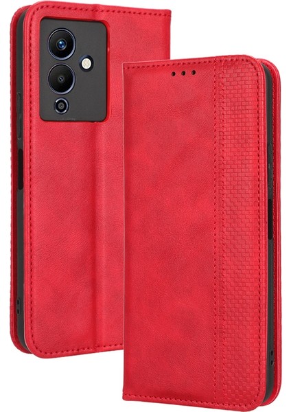 Infinix Note 12 5g X671 / Note 12 Pro 5g X671B Retro Doku Cüzdan Pu Deri Stand Manyetik Emilim Telefon Kapağı (Yurt Dışından)