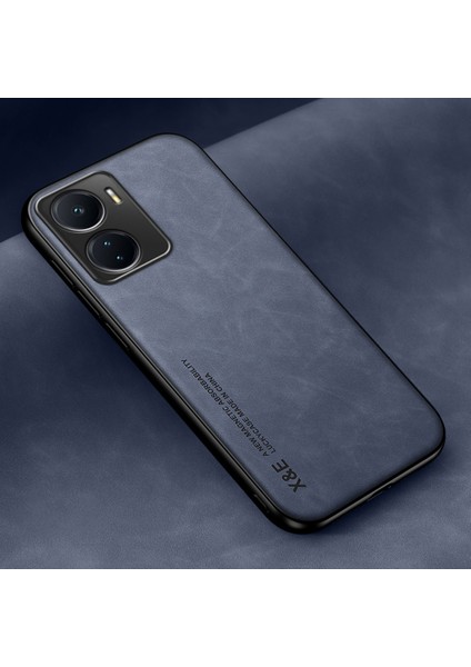 Vivo Y16 4g Pu Deri Kaplamalı Tpu+Pc Kapak Anti-Fall Telefon Kılıfı Cilt Touch Ince Telefon Kılıfı (Yurt Dışından)