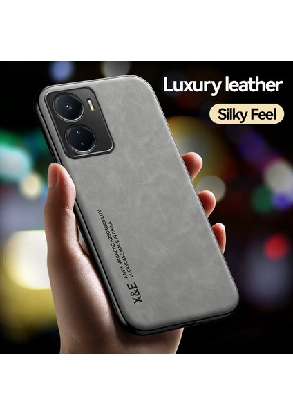 Vivo Y16 4g Pu Deri Kaplamalı Tpu+Pc Kapak Anti-Fall Telefon Kılıfı Cilt Touch Ince Telefon Kılıfı (Yurt Dışından)