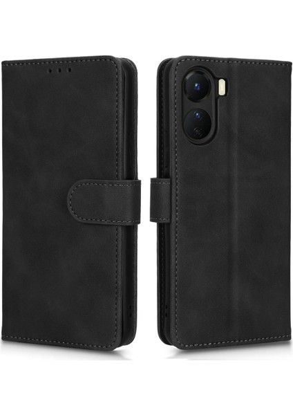 Vivo Y16 4g Pu Deri Cüzdan Telefon Kılıfı Stand Özelliği Manyetik Kapanma Kova Kapak Bilek Kayışı ile (Yurt Dışından)